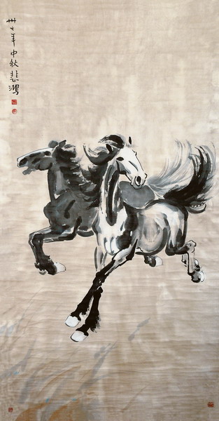 一洗万古凡马空——记徐悲鸿《双马长驱》（图）